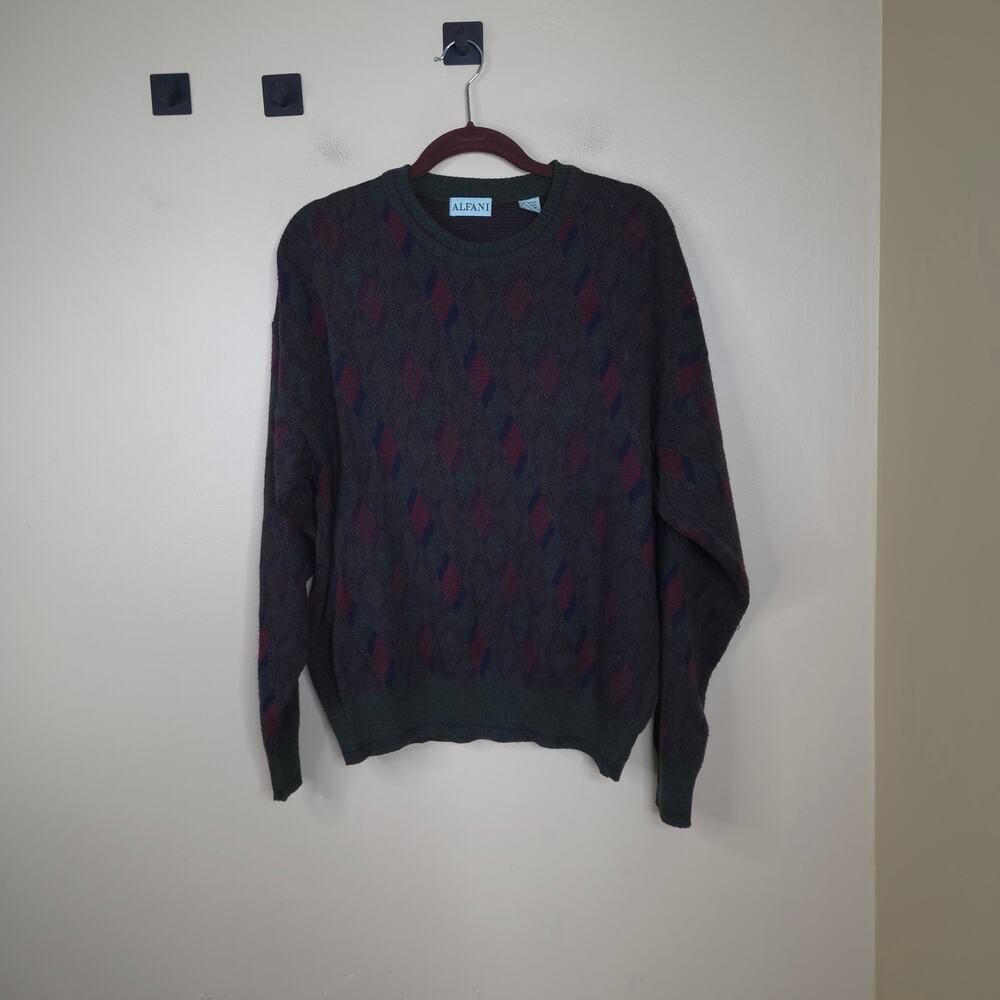 Vintage Alfani Wool Blend Grandpa Crewneck Sweater Size L